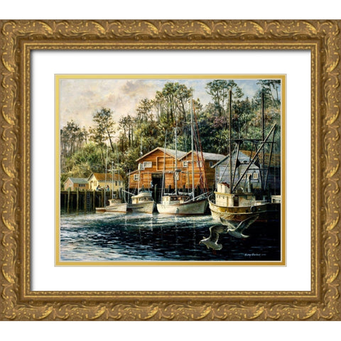 Fishes Fiercest Foursome Gold Ornate Wood Framed Art Print with Double Matting by Boehme, Nicky