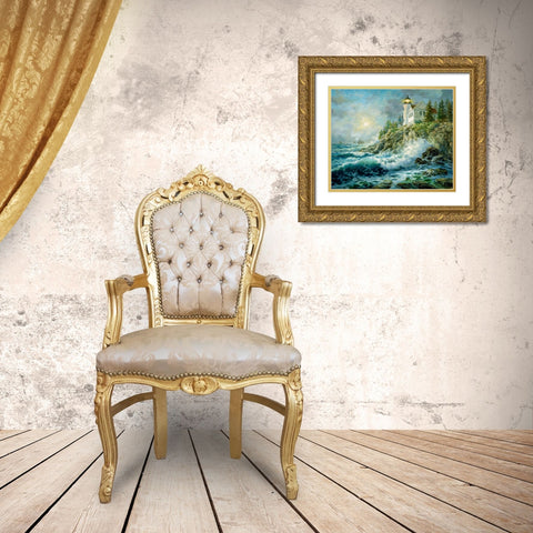 Bass Harbor Lighthouse Gold Ornate Wood Framed Art Print with Double Matting by Boehme, Nicky