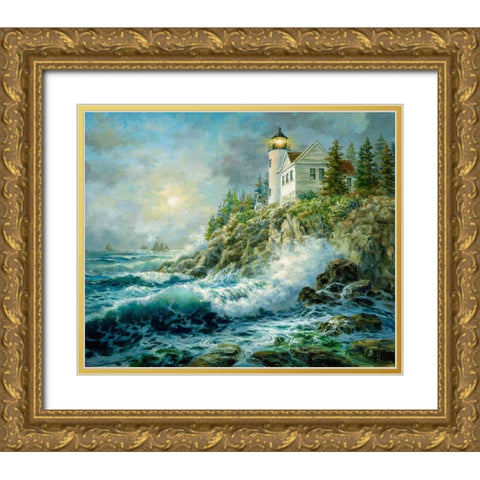 Bass Harbor Lighthouse Gold Ornate Wood Framed Art Print with Double Matting by Boehme, Nicky