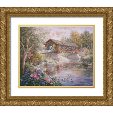 Country Thoroughfare Gold Ornate Wood Framed Art Print with Double Matting by Boehme, Nicky