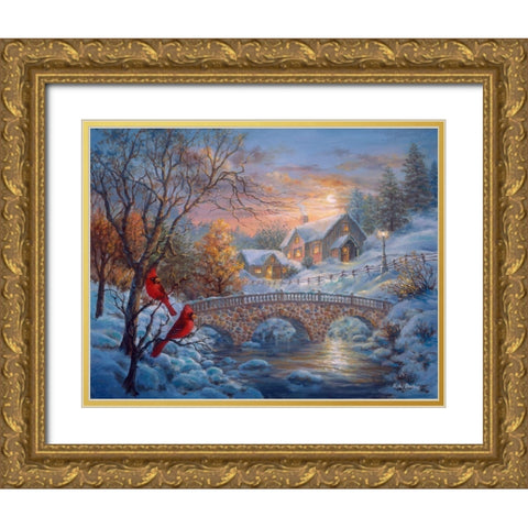 Winter Sunset Gold Ornate Wood Framed Art Print with Double Matting by Boehme, Nicky