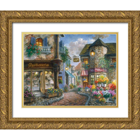 Bello Piazza Gold Ornate Wood Framed Art Print with Double Matting by Boehme, Nicky