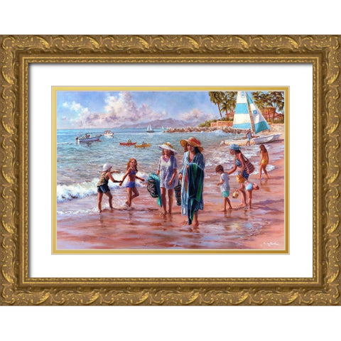 On The Beach Gold Ornate Wood Framed Art Print with Double Matting by Boehme, Nicky