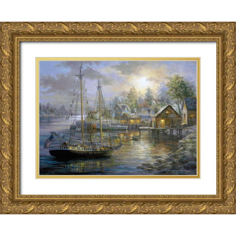 Harbor Town Gold Ornate Wood Framed Art Print with Double Matting by Boehme, Nicky