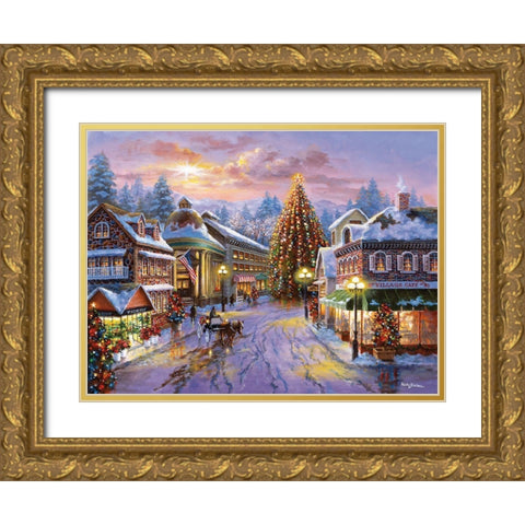 Christmas Eve Gold Ornate Wood Framed Art Print with Double Matting by Boehme, Nicky