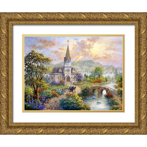 Pray For World Peace Gold Ornate Wood Framed Art Print with Double Matting by Boehme, Nicky