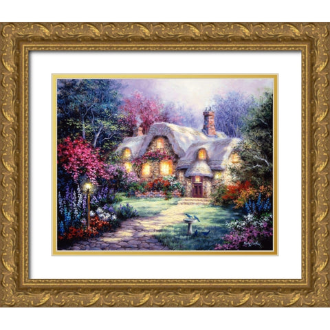 Garden Cottage Gold Ornate Wood Framed Art Print with Double Matting by Boehme, Nicky