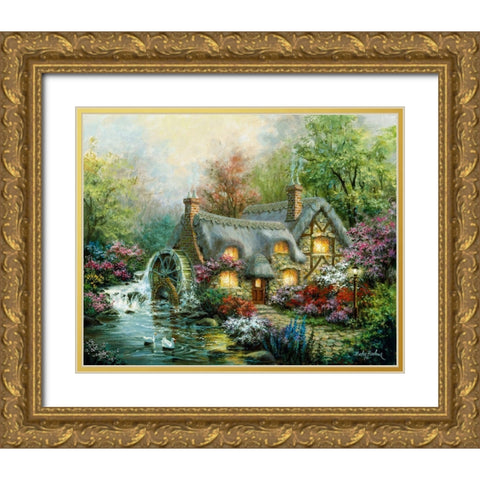 Country Retreat Gold Ornate Wood Framed Art Print with Double Matting by Boehme, Nicky