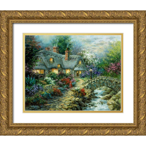 Country Cottage Gold Ornate Wood Framed Art Print with Double Matting by Boehme, Nicky