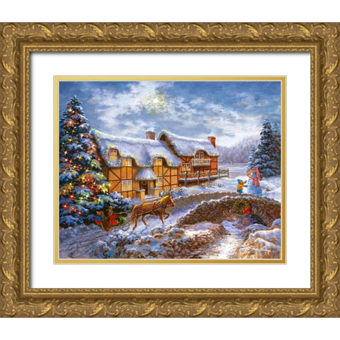 Country Cottages Gold Ornate Wood Framed Art Print with Double Matting by Boehme, Nicky