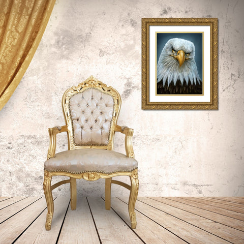 Bald Eagle Totem Gold Ornate Wood Framed Art Print with Double Matting by LaMontagne, Patrick