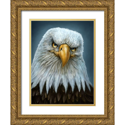 Bald Eagle Totem Gold Ornate Wood Framed Art Print with Double Matting by LaMontagne, Patrick