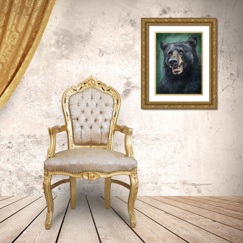 Black Bear Totem Gold Ornate Wood Framed Art Print with Double Matting by LaMontagne, Patrick