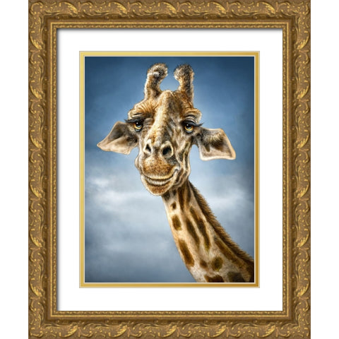 Giraffe Totem Gold Ornate Wood Framed Art Print with Double Matting by LaMontagne, Patrick