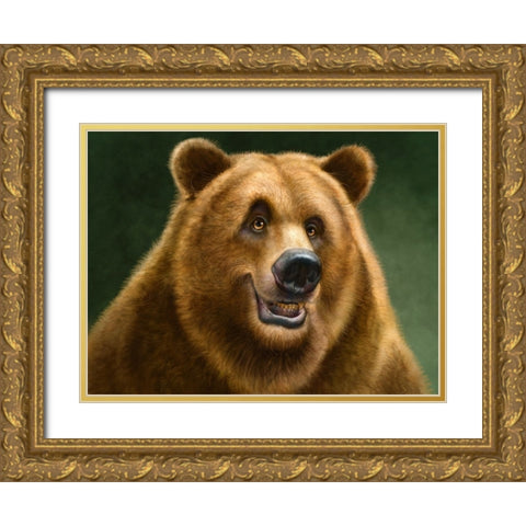 Grizzly Totem Gold Ornate Wood Framed Art Print with Double Matting by LaMontagne, Patrick