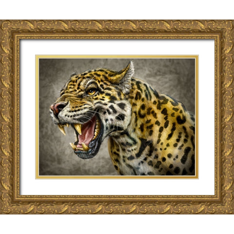 Jaguar Totem Gold Ornate Wood Framed Art Print with Double Matting by LaMontagne, Patrick