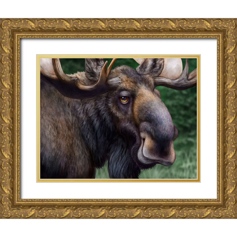Moose Totem Gold Ornate Wood Framed Art Print with Double Matting by LaMontagne, Patrick