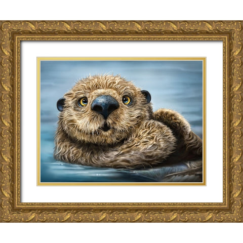 Otter Totem Gold Ornate Wood Framed Art Print with Double Matting by LaMontagne, Patrick