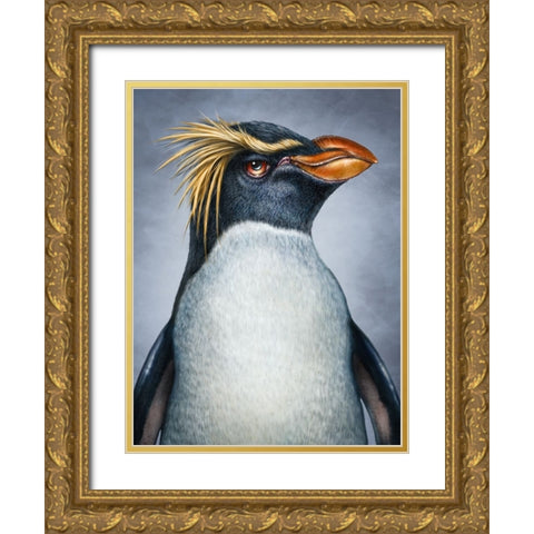 Penguin Totem Gold Ornate Wood Framed Art Print with Double Matting by LaMontagne, Patrick