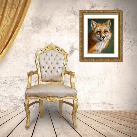 Red Fox Totem Gold Ornate Wood Framed Art Print with Double Matting by LaMontagne, Patrick