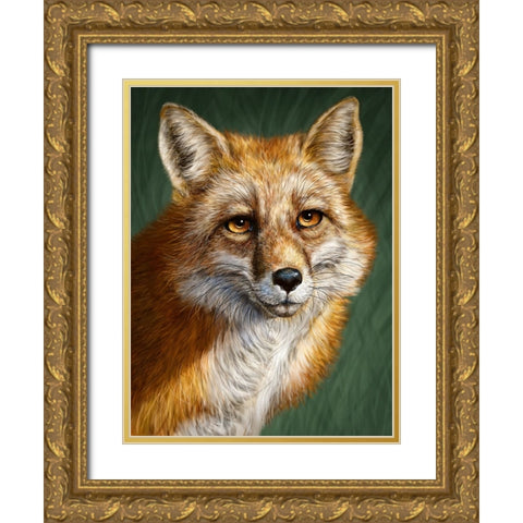 Red Fox Totem Gold Ornate Wood Framed Art Print with Double Matting by LaMontagne, Patrick