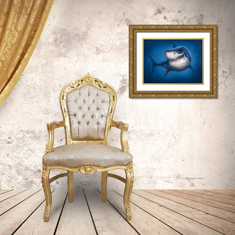 Shark Totem Gold Ornate Wood Framed Art Print with Double Matting by LaMontagne, Patrick