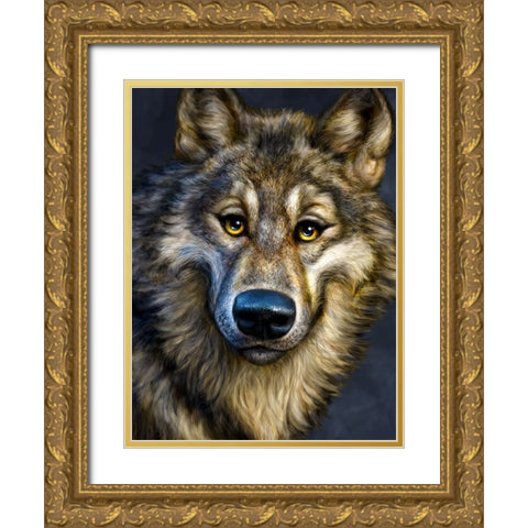 Wolf Totem Gold Ornate Wood Framed Art Print with Double Matting by LaMontagne, Patrick