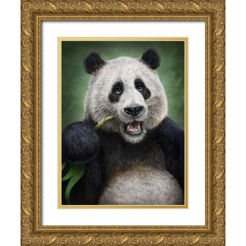 Panda Totem Gold Ornate Wood Framed Art Print with Double Matting by LaMontagne, Patrick