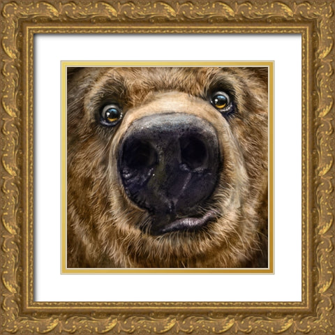 Kodiak Closeup Gold Ornate Wood Framed Art Print with Double Matting by LaMontagne, Patrick