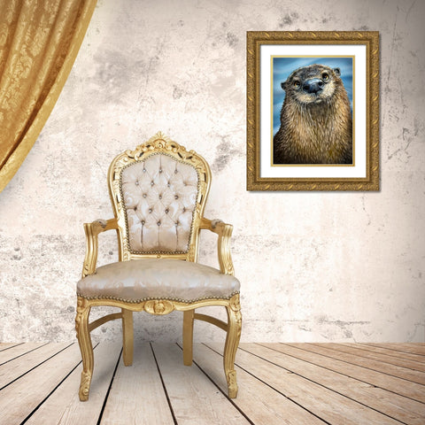River Otter Gold Ornate Wood Framed Art Print with Double Matting by LaMontagne, Patrick