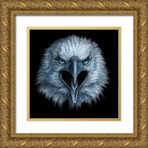 Eagle Face Gold Ornate Wood Framed Art Print with Double Matting by LaMontagne, Patrick