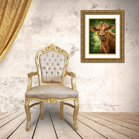 Clearwater Calf Gold Ornate Wood Framed Art Print with Double Matting by LaMontagne, Patrick