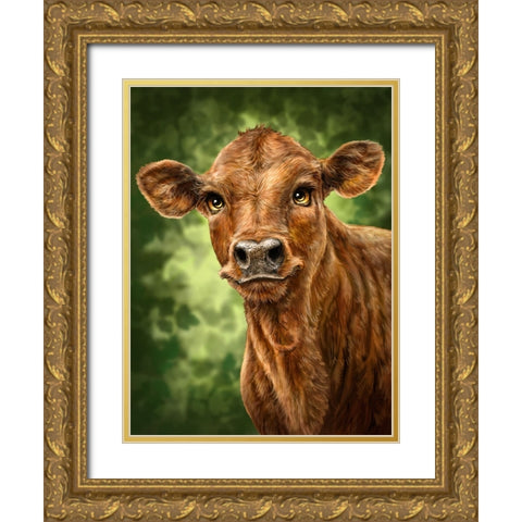 Clearwater Calf Gold Ornate Wood Framed Art Print with Double Matting by LaMontagne, Patrick
