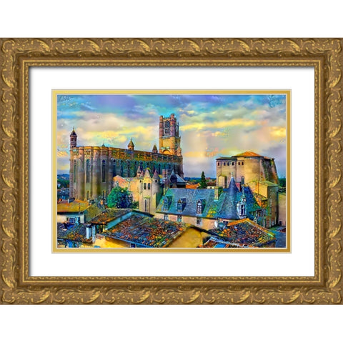 Albi France Cathedral Basilica of Saint Cecilia Gold Ornate Wood Framed Art Print with Double Matting by Gavidia, Pedro