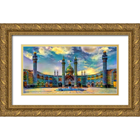 Isfahan Iran Hilal Ibn Ali Mausoleum Gold Ornate Wood Framed Art Print with Double Matting by Gavidia, Pedro