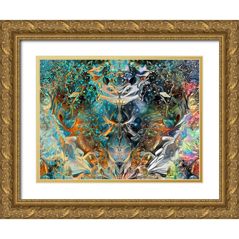 Jade Mask Gold Ornate Wood Framed Art Print with Double Matting by Gavidia, Pedro
