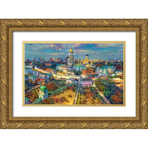Kyiv Ukraine City Gold Ornate Wood Framed Art Print with Double Matting by Gavidia, Pedro