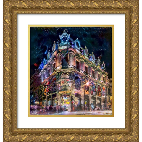 Mexico City Estanquillo Museum Gold Ornate Wood Framed Art Print with Double Matting by Gavidia, Pedro