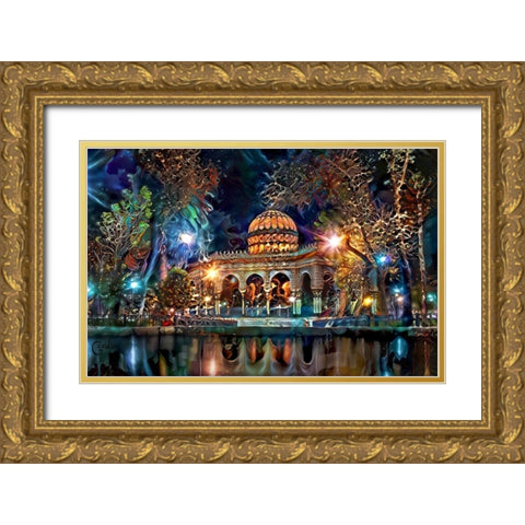 Mexico City Kiosk in the Alameda de Santa MariÌa la Ribera Ver2 Gold Ornate Wood Framed Art Print with Double Matting by Gavidia, Pedro