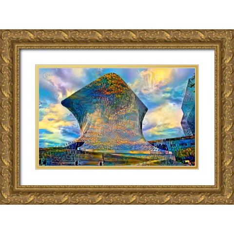 Mexico City Soumaya Museum Gold Ornate Wood Framed Art Print with Double Matting by Gavidia, Pedro