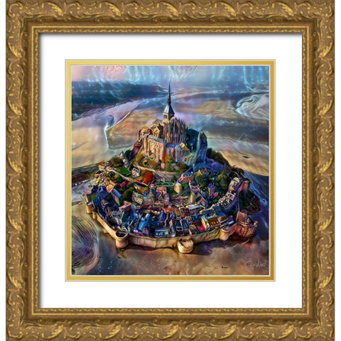 Normandy France Le Mont Saint Michel Gold Ornate Wood Framed Art Print with Double Matting by Gavidia, Pedro