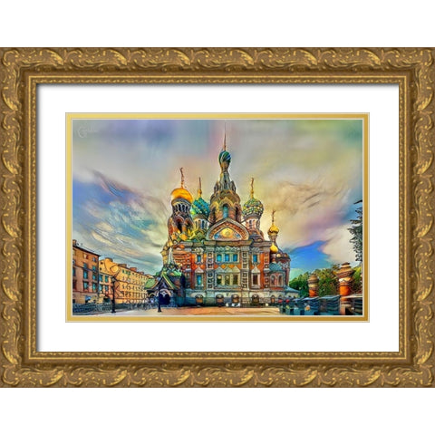 Saint Petersburg Russia Church of the Savior on Spilled Blood Ver2 Gold Ornate Wood Framed Art Print with Double Matting by Gavidia, Pedro