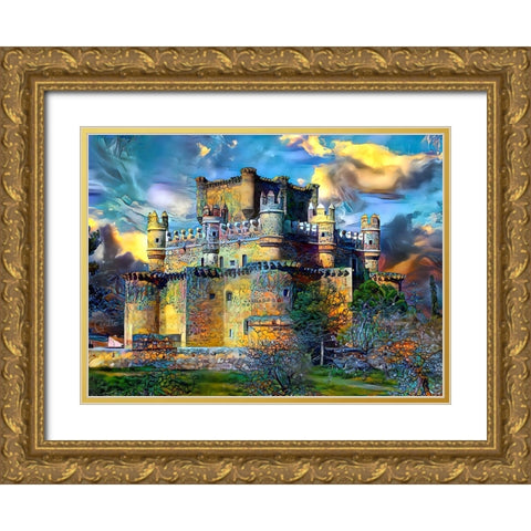 Toledo Spain Guadamur Castle Gold Ornate Wood Framed Art Print with Double Matting by Gavidia, Pedro