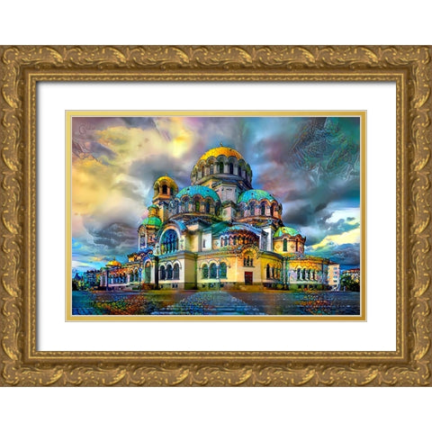 Bulgaria Sofia Alexander Nevsky Cathedral Gold Ornate Wood Framed Art Print with Double Matting by Gavidia, Pedro