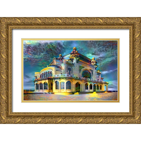 Constanta Romania Casino Promenade Gold Ornate Wood Framed Art Print with Double Matting by Gavidia, Pedro