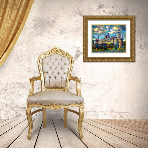 Deinze Belgium Ooidonk Castle Gold Ornate Wood Framed Art Print with Double Matting by Gavidia, Pedro