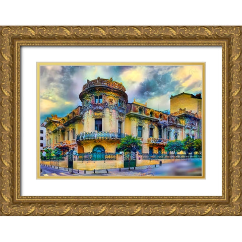 Madrid Spain Longoria Palace Gold Ornate Wood Framed Art Print with Double Matting by Gavidia, Pedro