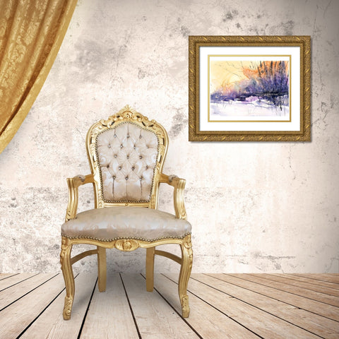 Frost Bite Gold Ornate Wood Framed Art Print with Double Matting by Randy Noble Fine Art
