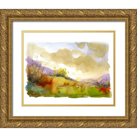 Purple Mountains Gold Ornate Wood Framed Art Print with Double Matting by Randy Noble Fine Art