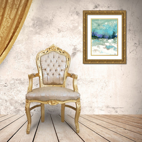 Snow Fields Gold Ornate Wood Framed Art Print with Double Matting by Randy Noble Fine Art